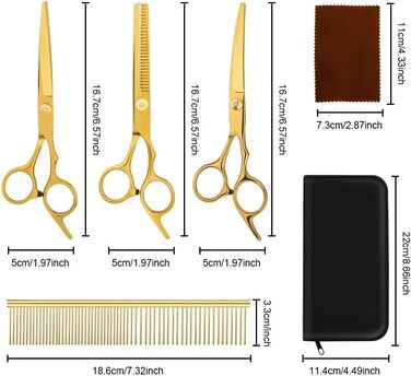 Набір професійних ножиць для собак 3 в 1 - фіолетовий. Ножиці для грумінгу собак, котів та інших тварин. Прямі, зубчасті та вигнуті ножиці в комплекті