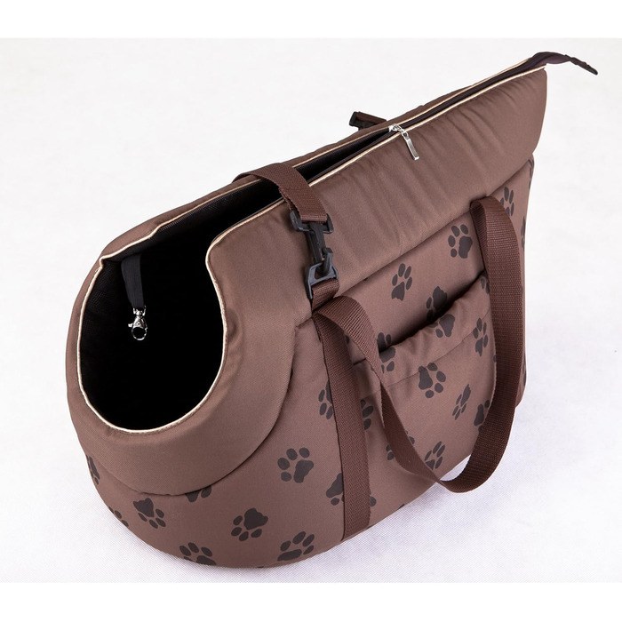 Транспортна сумка для собак та котів, переноска для тварин, сумка-переноска (бежева з принтом лапок)