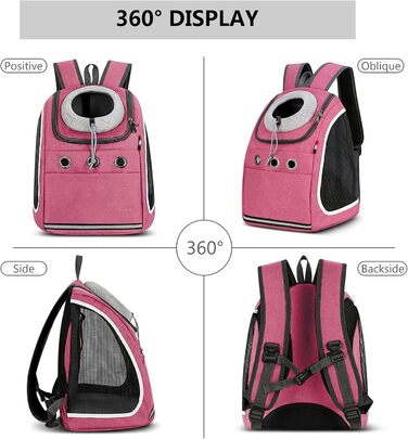 Рюкзак для собак та котів PETCUTE: для подорожей, кемпінгу та прогулянок (Рожевий)