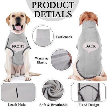 Пуловер для собак, теплий та м'який, зимовий пуловер для собак, котів, пуловер для маленьких, середніх та великих собак – (L, Сірий)