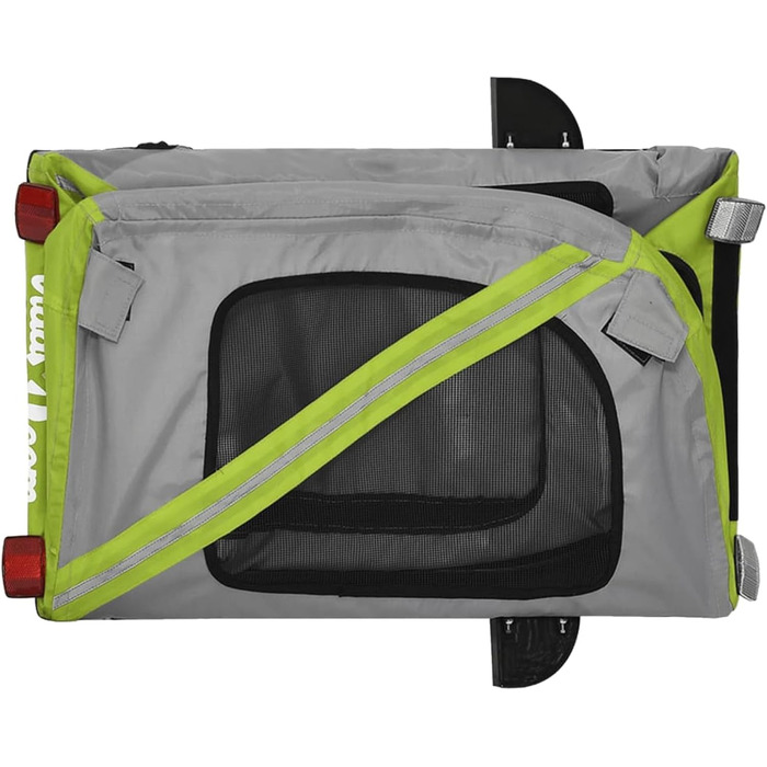 Велосипедний причіп для собак Зелений та Сірий, Oxford-Gewebe та Метал, Модель 93885