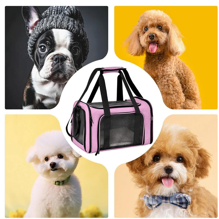 Транспортна переноска для тварин, сумка-переноска, переноска для собак, портативна, багатофункціональна, м'яка, складна, стабільна, безпечна, рожева