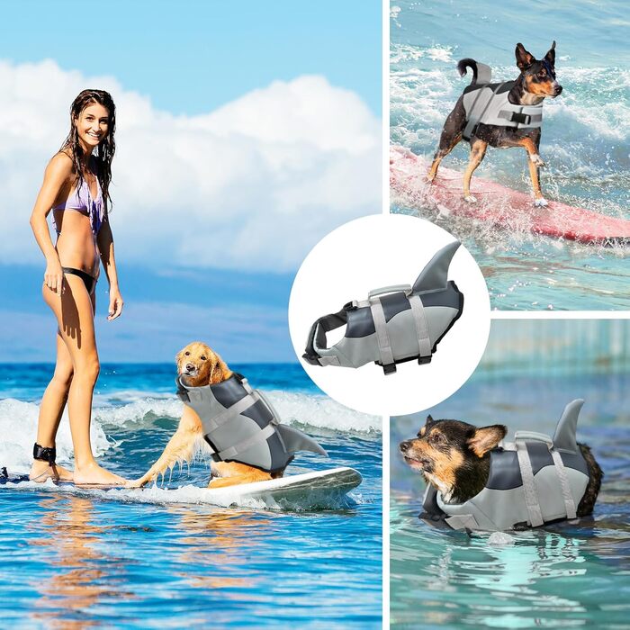 Жилет для плавання собак, жилет для тварин у вигляді акули, жилет для собак (S)