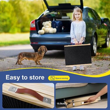 Дерев'яна рамка для домашніх тварин, регульована | Складана сходинка для собак з антиковзким килимком | 4 висоти | портативна та легка для маленьких та середніх тварин | ідеально підходить для ліжок, диванів та автомобілів