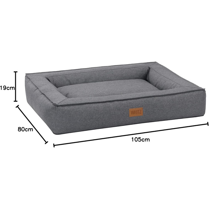 Крісло-ліжко для собак XL 105 x 80 см, сірий, знімний велюровий чохол та м'якою підстилкою, 105 x 80 x 19 см