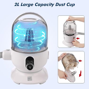 Набір для догляду за собаками Vacuum, 13,4 кПа потужність всмоктування, пилосос для видалення шерсті, догляд за шерстю тварин, об'єм 2 л, зберігання шерсті, 5 професійних інструментів для догляду за собаками та котами