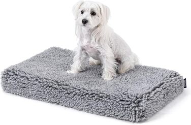 Лежанка для собак Stoutwool 10см, стійка до кусання, ортопедична, для маленьких порід, 58x41x10см, сіра