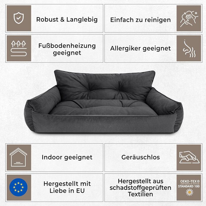 Ліжко для собак Joker Gesteppt, велике (106x80 см), Navyblau Fancy, для собак середніх та великих порід