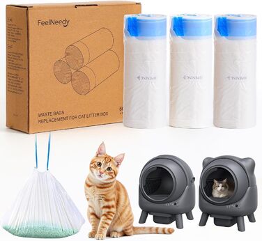 60 мішків для сміття з ручкою для котячого туалету, самоочищувані, міцні, водонепроникні, для котів/собак