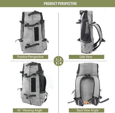 PETCUTE Рюкзак-переноска для собак та котів, сірий, до 10 кг