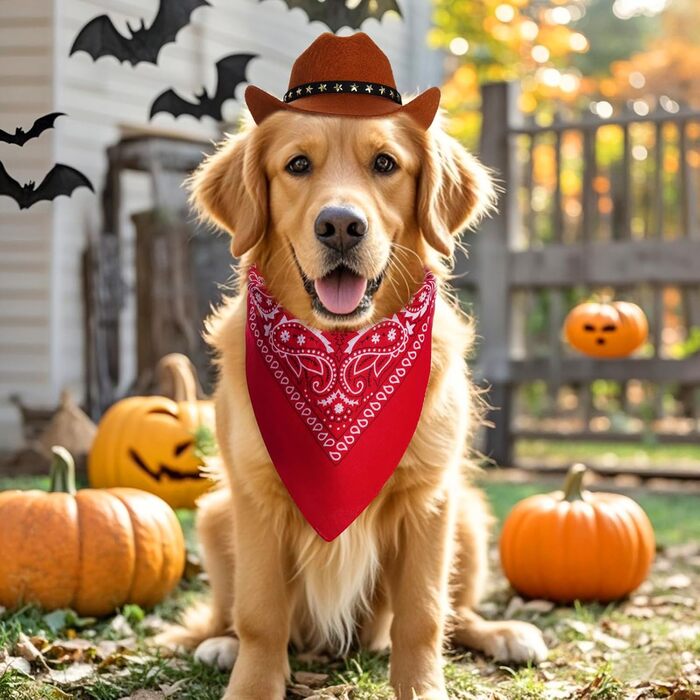 Костюм ковбоя для домашніх тварин, аксесуари для Хелловін, костюм для собак та котів, ковбойський капелюх з банданою, розмір M, коричневий