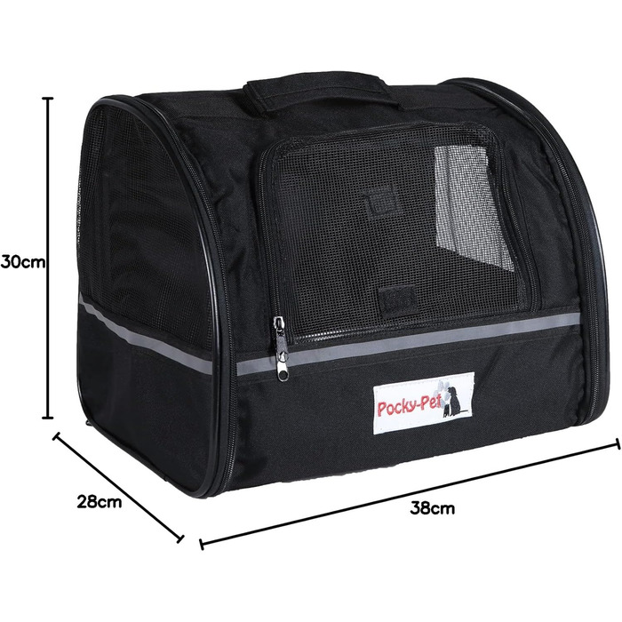 Транспортна сумка для собак H4L чорна 38x28x30 см - переноска, переносна сумка, бокс для собак
