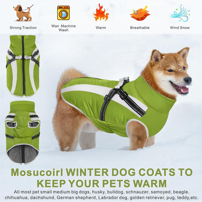 Куртка для собак Mosucoirl зелена