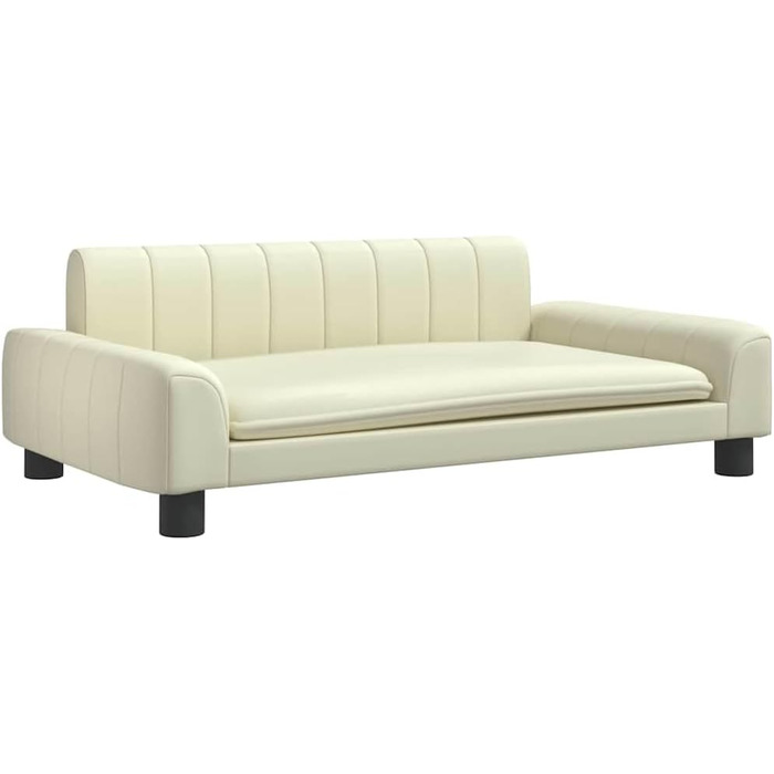 Лягушковий лежак для собак, м'яке ліжко для тварин, лежанка-софа для маленьких собак, котів, штучна шкіра (90 x 53 x 30 см, кремовий)