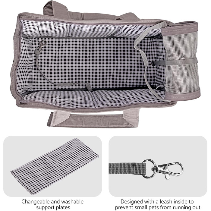 Сумка-переноска для собак та котів Maxetodo, маленька, сіра, 16 x 27 x 34 см