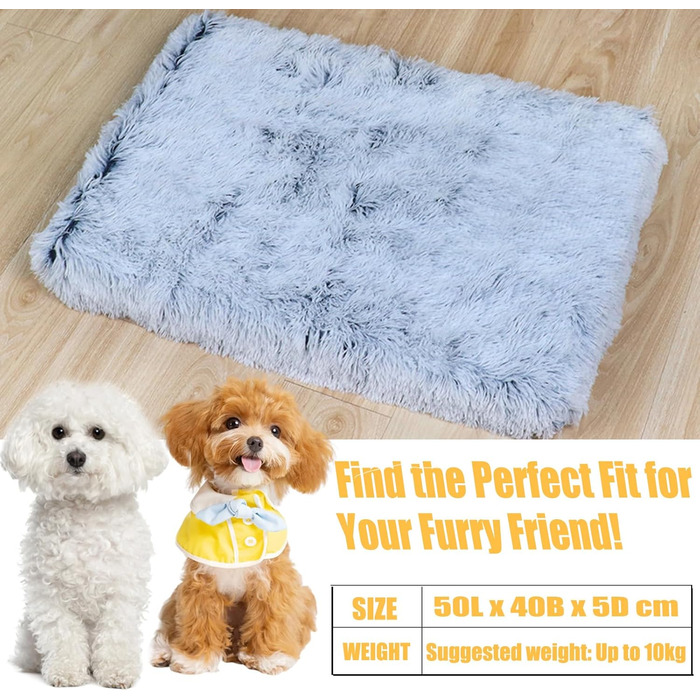 М'яке ліжко для собак середніх порід та котів, 75 x 50 x 8 см, плюшеве, миюче, сірий омбре