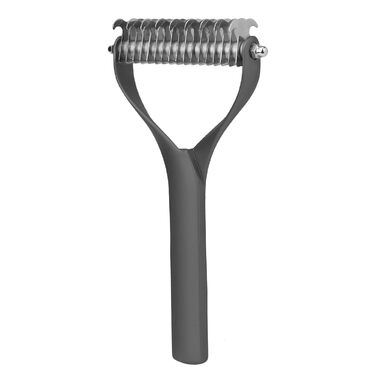 Гребінець для собак та котів з довгою шерстю, 2-етапний, для видалення підшерстя, з цинкової сплави, довговічний, для бережного догляду за шкірою, ефективний проти ковтунів та випадання шерсті (Чорний, L)