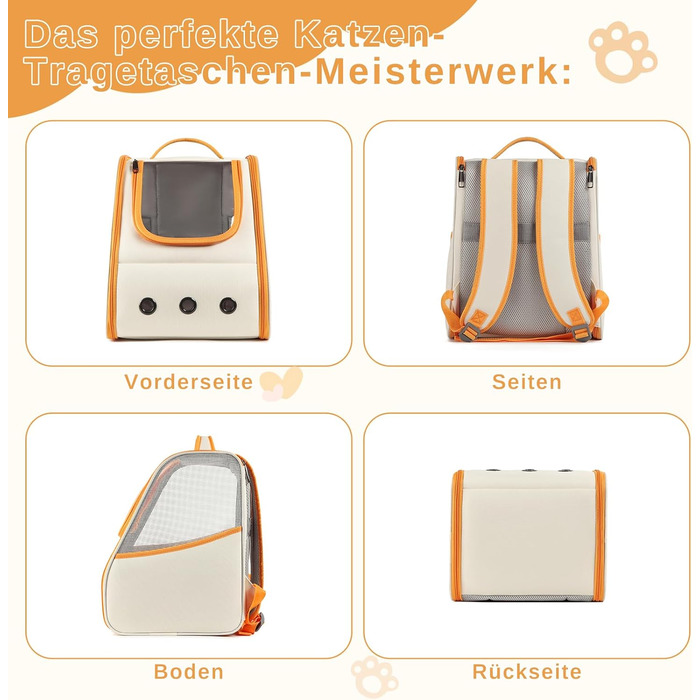 Рюкзак для кота/собаки Dogat, складаний, для перевезення тварин, помаранчевий+білий