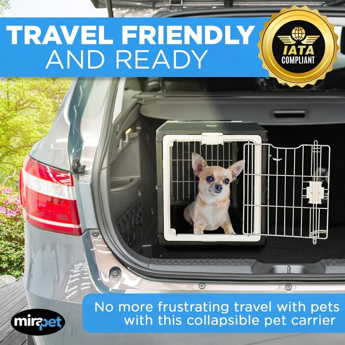 Mirapet США переноска для котів і собак 55,9 см, складана, жорсткий пластик, 360° вентиляція, для дому та вулиці