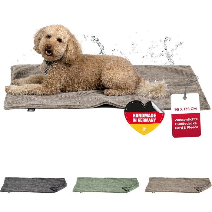 Водонепроникний плед для собак на диван – захист від плям – дихаючий та пральний – для собак та котів – Made in Germany (Бежевий, 95x135 см)