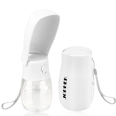 Травельна пляшка для тварин JOPHEK 300мл з фільтром, біла. Без витоку, для собак та котів. Ідеально для прогулянок, подорожей та кемпінгу.