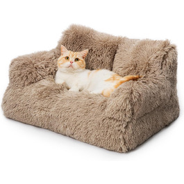 MEWOOFUN стильне котяче ліжко-диван, плюшевий лежак 76x45 см для великих котів та малих собак, знімний і придатний для прання, коричневий