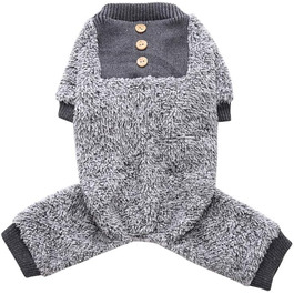 Піжама для собак Oncpcare з флісу, теплий халат, комбінезон, сорочка для собак та котів, 100% бавовна, сірий колір, розмір S