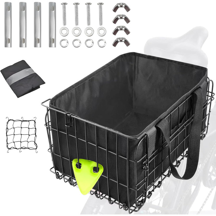 Знімний задній кошик для велосипеда, складний кошик на багажник, великий кошик для велосипеда, шкільний рюкзак, E-Bike, кошик для собак, сірий