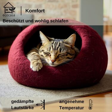 Кігтеточка-будиночок для котів XL, з вовни Romney, бордовий колір