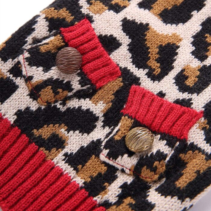 Теплий зимовий пуловер для собак з леопардовим принтом, для дівчаток та хлопчиків, великих, середніх та маленьких порід