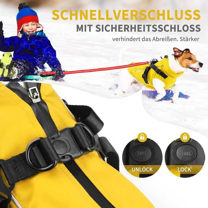 Теплий зимовий одяг для собак: жовтий пуловер/манта XL для маленьких собак, з відбиваючими елементами та дзвінком