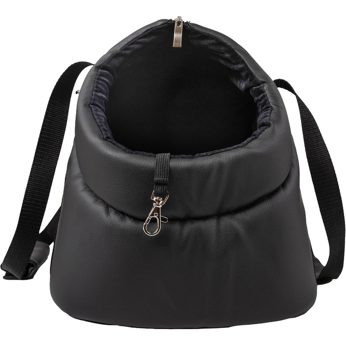 Сумка-переноска для собак та котів Boutique Zoo XL (до 15 кг) – велика, м'яка, складна та пральна – 52×35×39 см (розміри складена: 42x29x33 см) – чорний колір, штучна шкіра