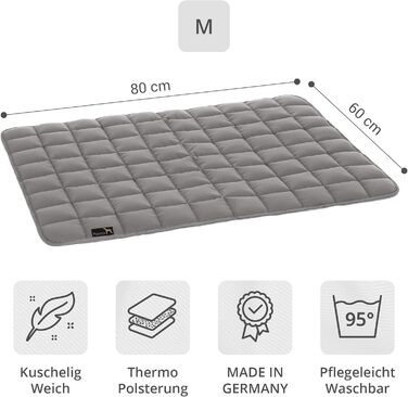 Pointer Лежак для собак 80x60 см, м'який та міцний, машинне прання до 95°C, універсальний килимок для підлоги або захисту дивану, підходить для вулиці, світло-сірий