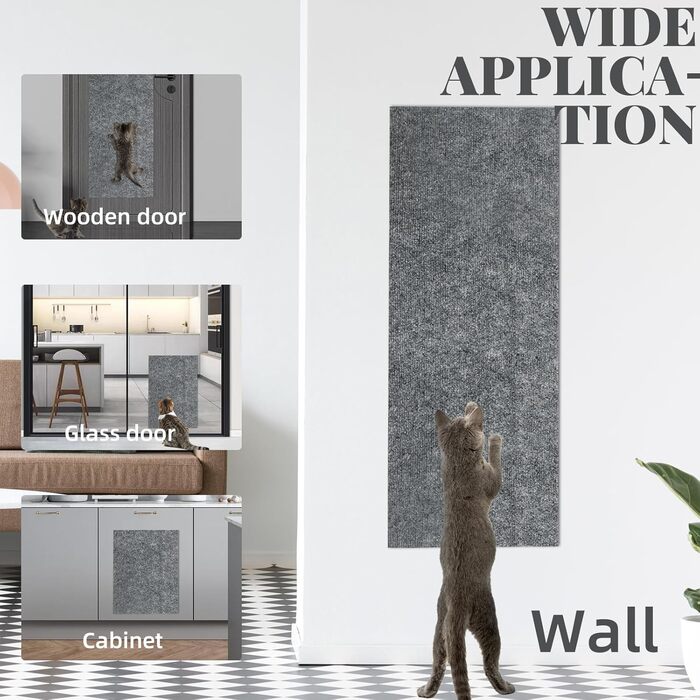 Килимок для дряпання котів, килимок для стіни, 200x40 см, світло-сірий