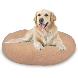 Ліжко для собак Mediashop Peaceful Pooch L 94см, бежеве, плюш, знімний чохол, водо- і брудовідштовхуюче, ортопедичне, антиковзке дно