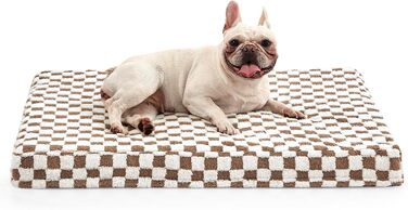 Ортопедичне ліжко для собак великих порід JOEJOY, 91.4 x 68.6 см, коричневе. Знімний, пральний чохол, м'який плюш, Memory Foam.