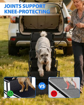 Сходинка для собак у машину, 5 сходинок, складана, для SUV та вантажівок, висота 86-96,5 см, антиковзаюча поверхня, підтримує до 68 кг