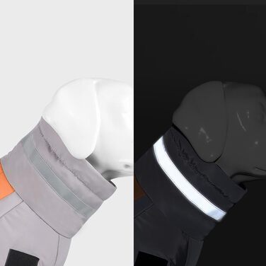 Зимовий теплий одяг для собак: куртка-комбінезон з флісовою підкладкою, вітронепроникний, з D-кільцем, для маленьких, середніх та великих собак, сіро-помаранчевий, 5XL