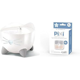 Автоматичний питний фонтан Catit Pixi для котів, 2,5 л, білий + фільтри Catit Pixi для фонтану, 6 шт, білий
