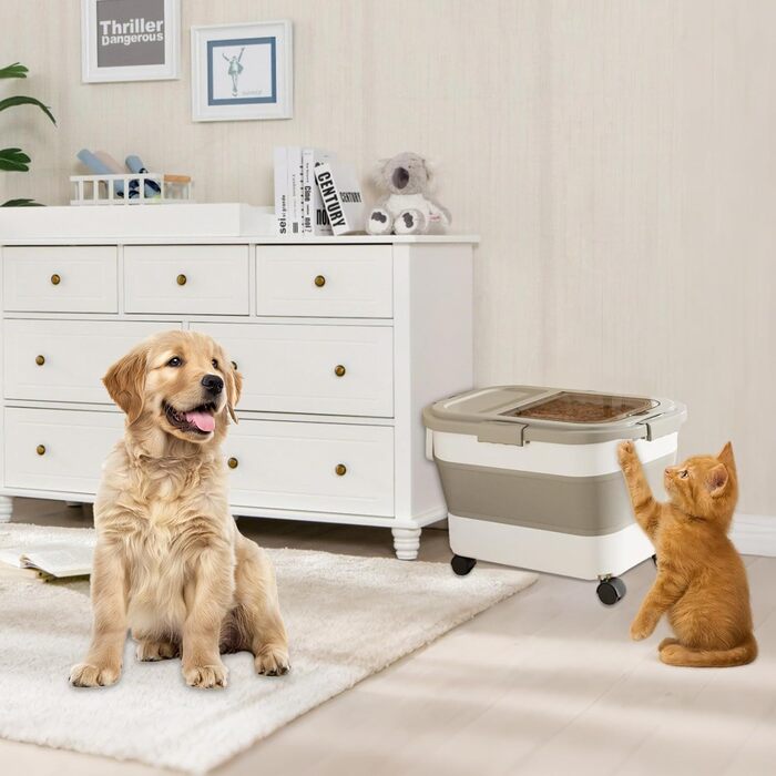 Контейнер для корму для собак та котів, 10 кг, повітряний, BPA-Free, з колесами