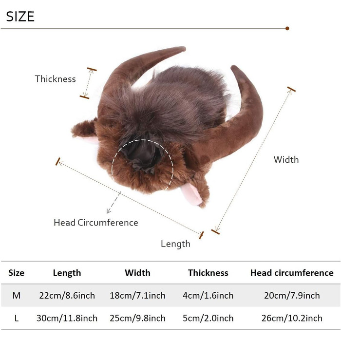 Перука-ріг для костюма собаки, косплей, голова бика, демон для святкування Дня подяки та Різдва