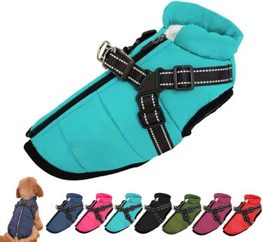Водонепроникна зимова куртка для собак, інтегрований поводок, S, Цянова