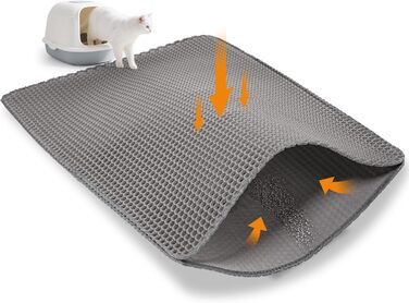 Килимок під лоток для котів Citylife, сірий, 76x53 см, водонепроникний, з антиковзким покриттям, з комірками, для легкої очистки