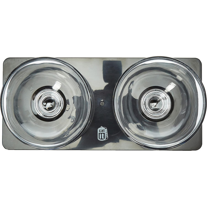 Catit Style Glass Diner - скляна годівниця для котів, піднята, чорна, глянцева, 2 x 200 мл