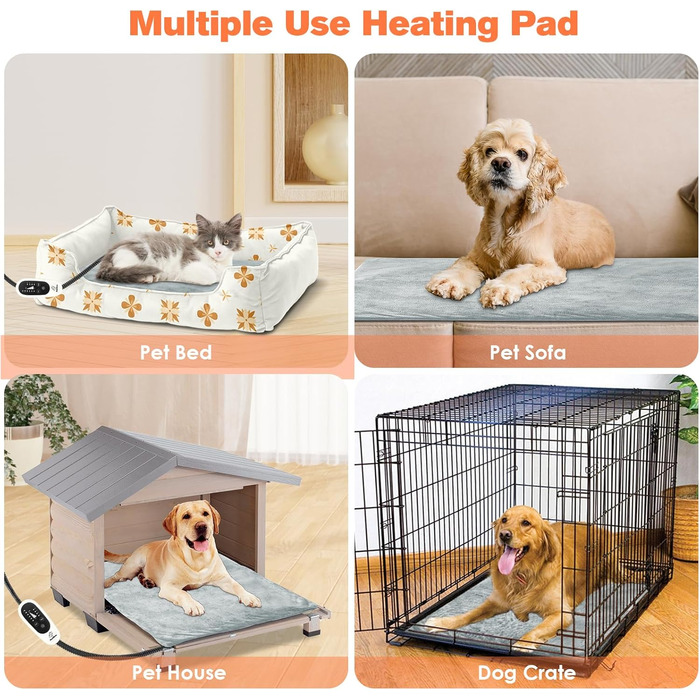 Електричний килимок для обігріву домашніх тварин (котів та собак), регульований, з таймером та температурою 30-55°C, M-45*45cm