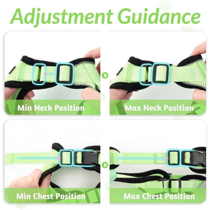 Шлейка для кота Rabbitgoo з повідком, м'яка, безпечна, регульована, зелена, розмір M (1 шт.)