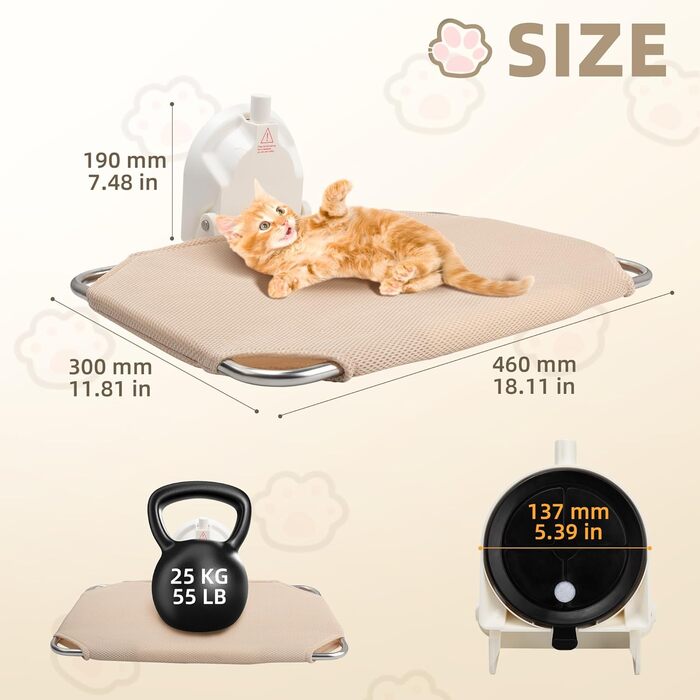 Кішка гамак для вікна ITSOGOO, розкладне ліжко для котів з міцними присосками, м'яка підвісна лежанка для котів, до 25 кг, 46x30 см