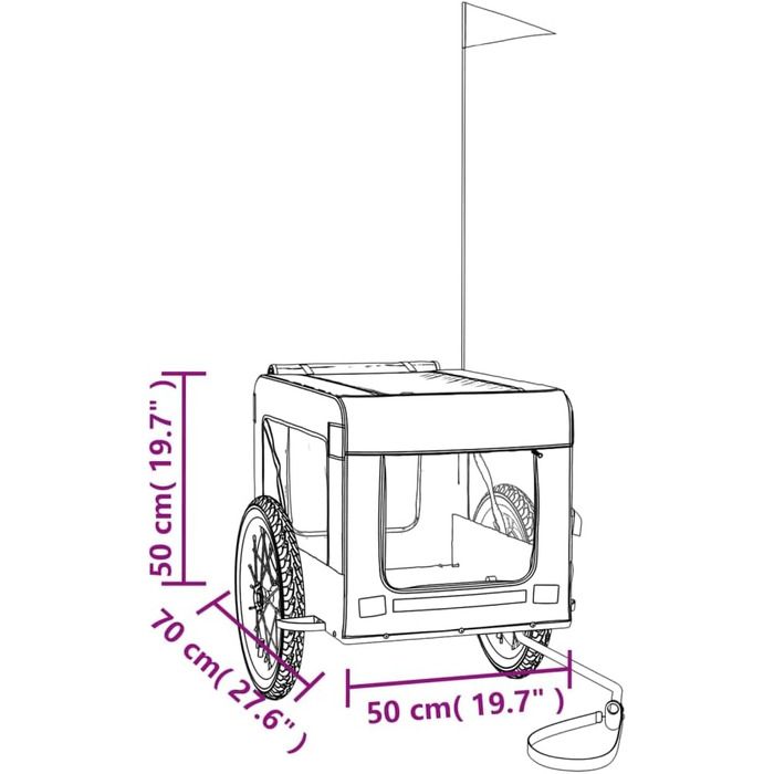 Фahrрадіальний причіп для домашніх тварин, 63 x 123 x 66 см, сірий
