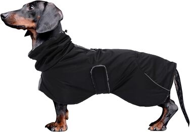 MOREZI Водонепроникна зимова куртка для собак, з флісовою підкладкою, для такс та схожих порід, чорна, M (довжина спини: 39-42 см)
