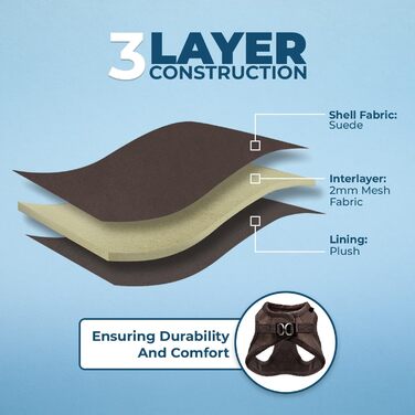 Шлейка для собак Voyager Step-In з плюшу, Best Pet Supplies - для малих та середніх собак, шоколадного кольору, розмір M (обхват грудей 40-45 см)